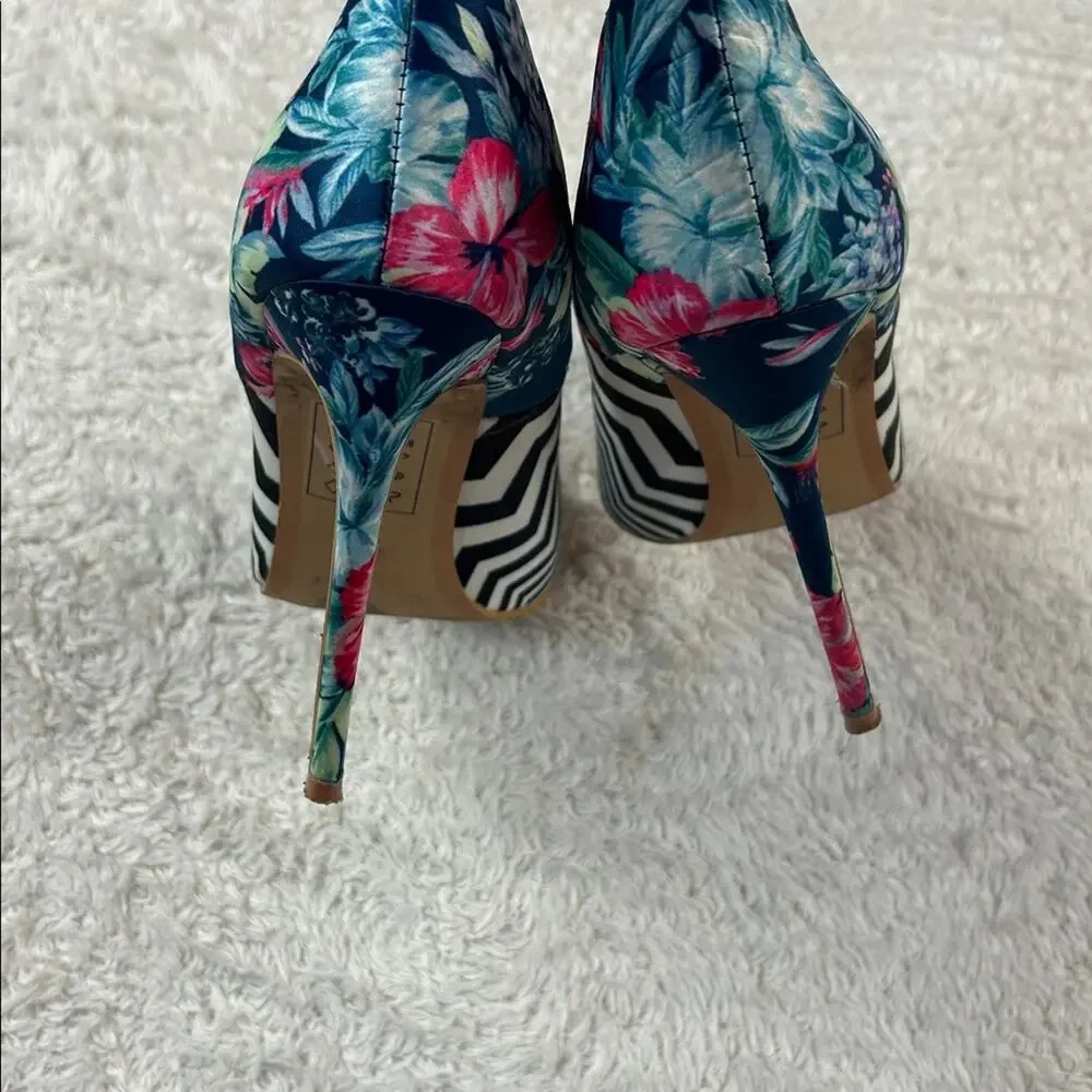 Shoe Republic LA floral zig zag glitter stiletto heels, size 8‎